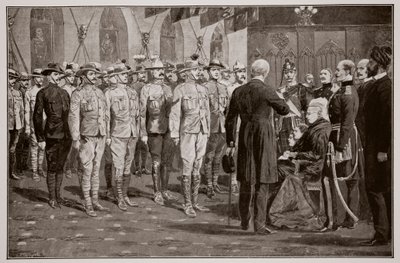 The inspection of colonial soldiers at Windsor Castle by Queen Victoria, 16th November, 1900 by Richard Caton Woodville junior